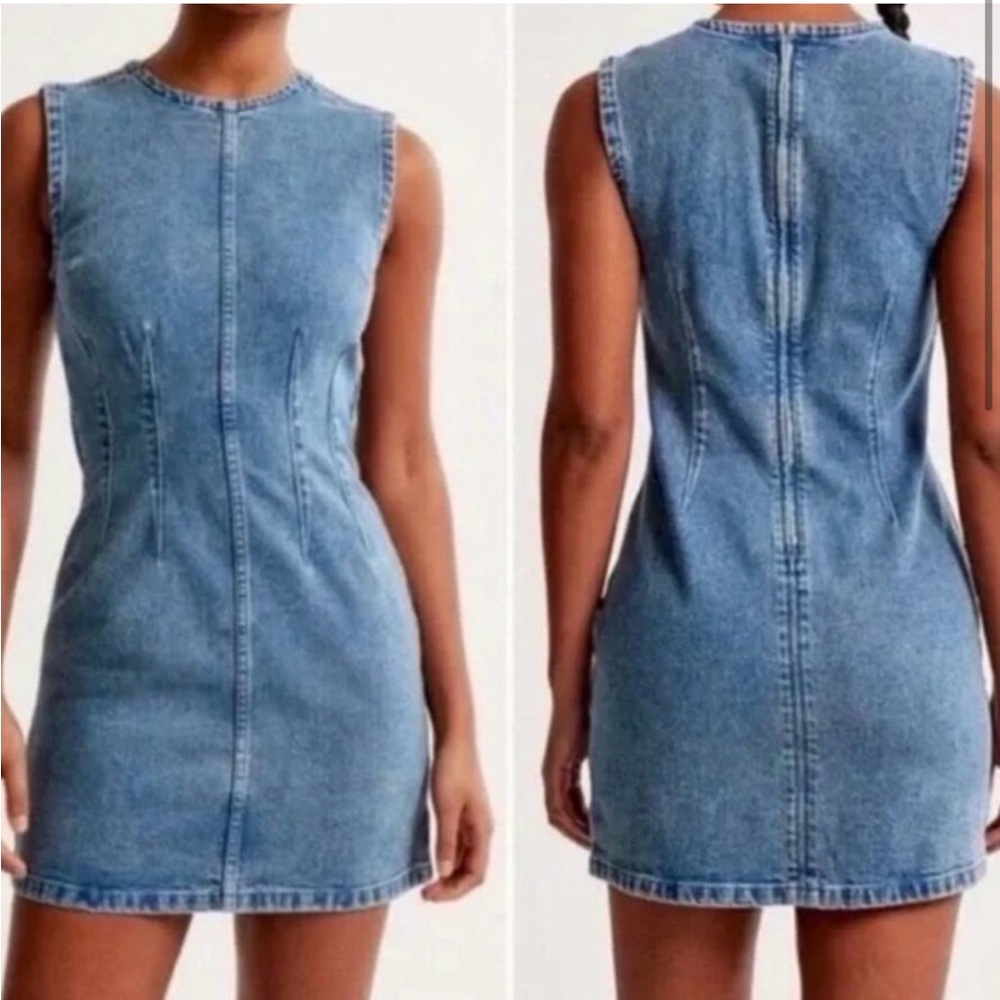 Sleeveless Blue Denim Bodycon Dress - Classic Casual